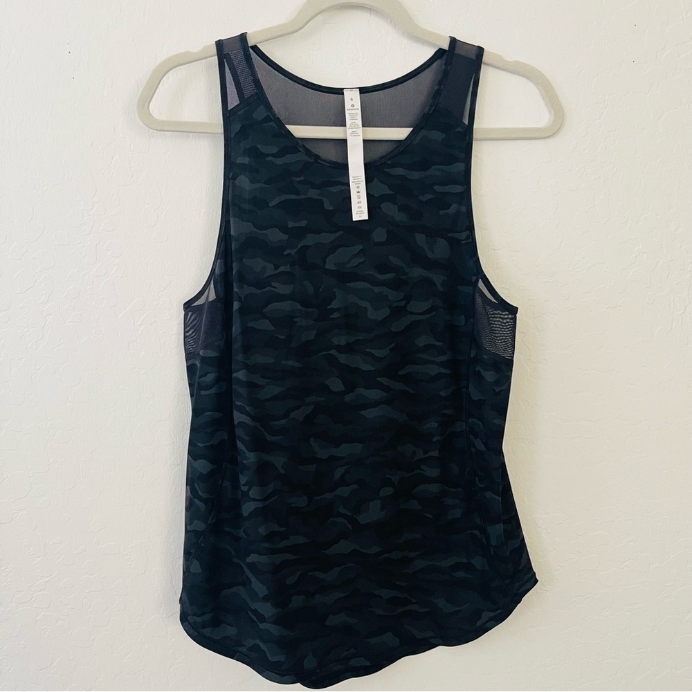 lululemon Sculpt Tank Sequoia Camo Print Deep Coal black